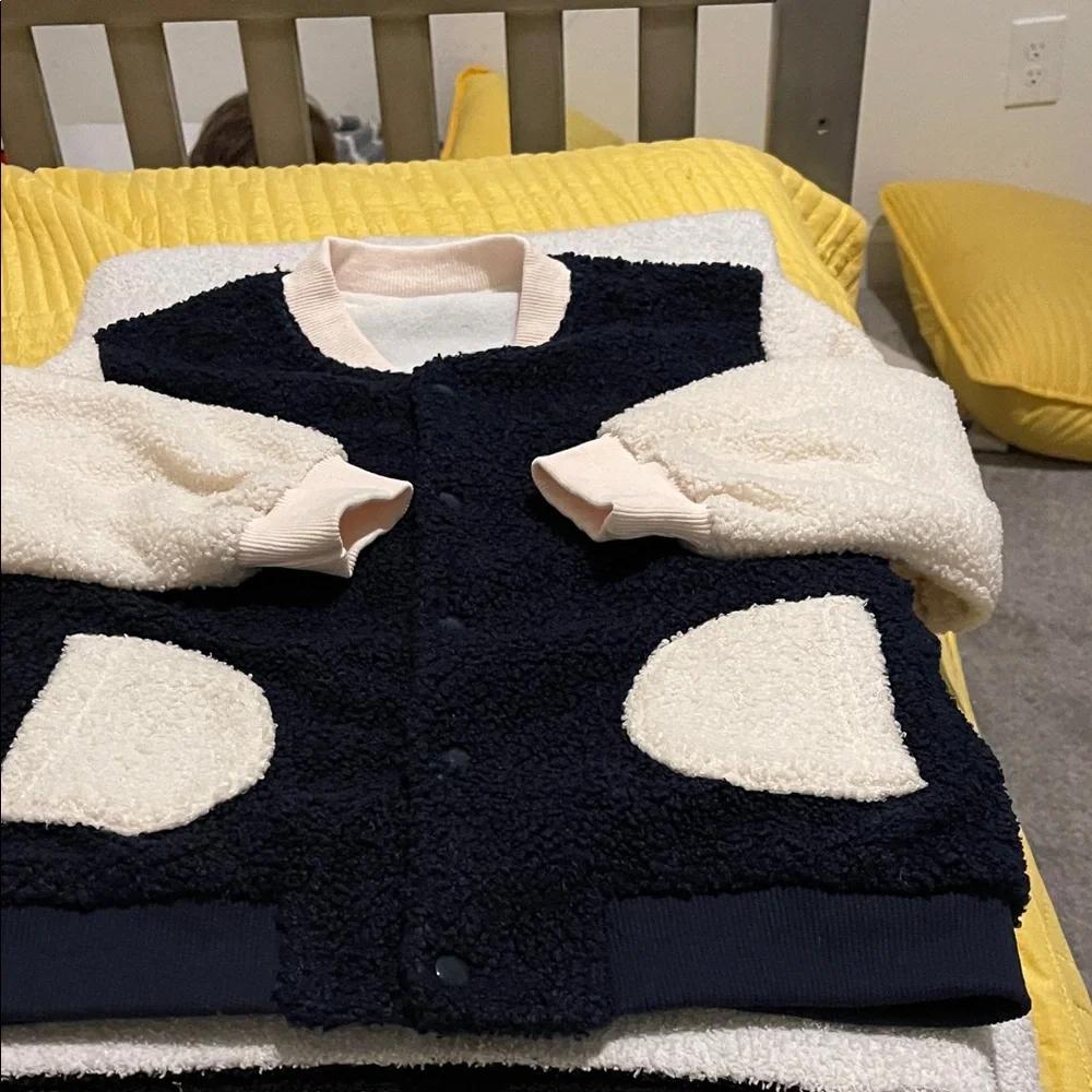 Cozy Kids Navy and Cream Bomber Jacket - Picture 2 of 4